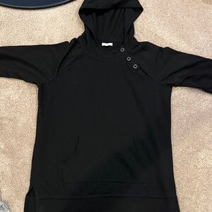 Maurices Black Hooded Sweatshirt Dress with Snap Detail